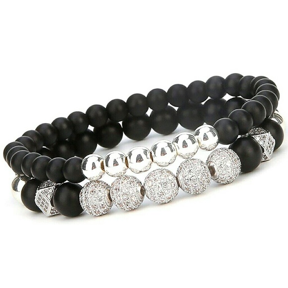 NEW Genuine Onyx and Zircon Mineral Bracelets - Picture 7 of 7